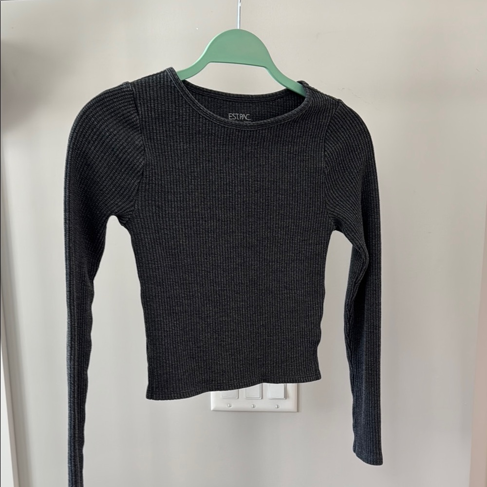 ESTPAC by PacSun Women's Charcoal Waffle Top Size XXS
